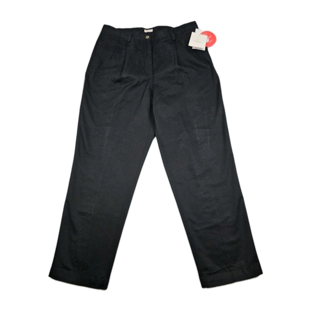 Liz Claiborne Womens 14W Black Twill Pants Teflon Wrinkle Free Stain Resistant